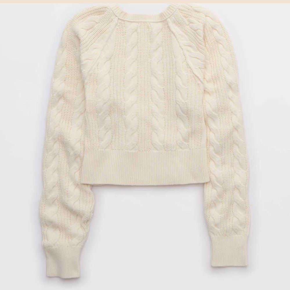 NWT Aerie Cable Wrap Cardigan Top in Natural Size Small - Picture 3 of 6